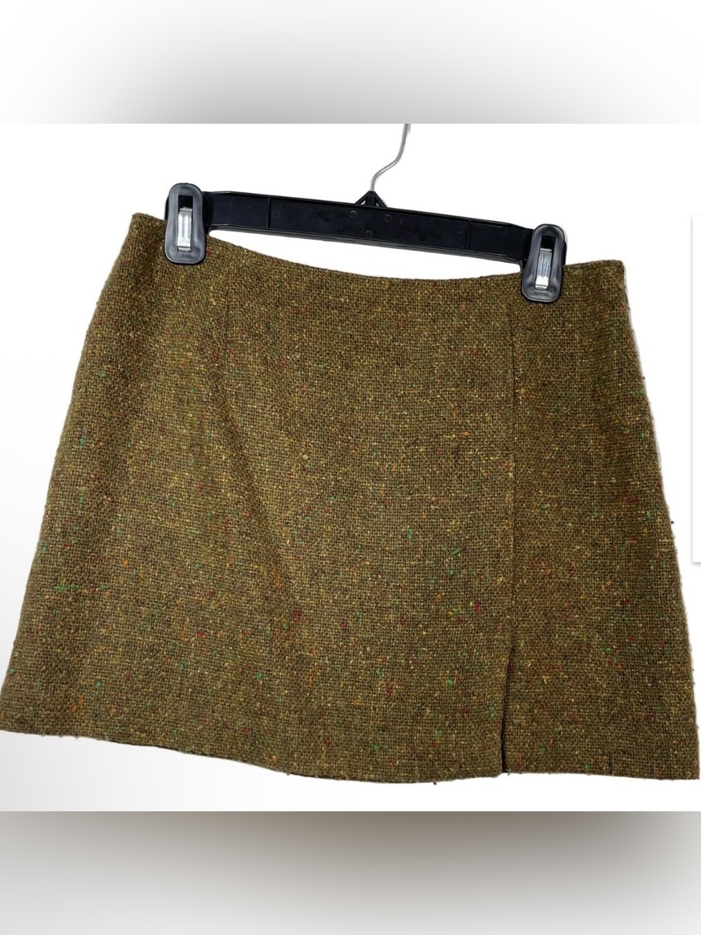 Express olive Tweed lined miniskirt with Multicolor Flecks